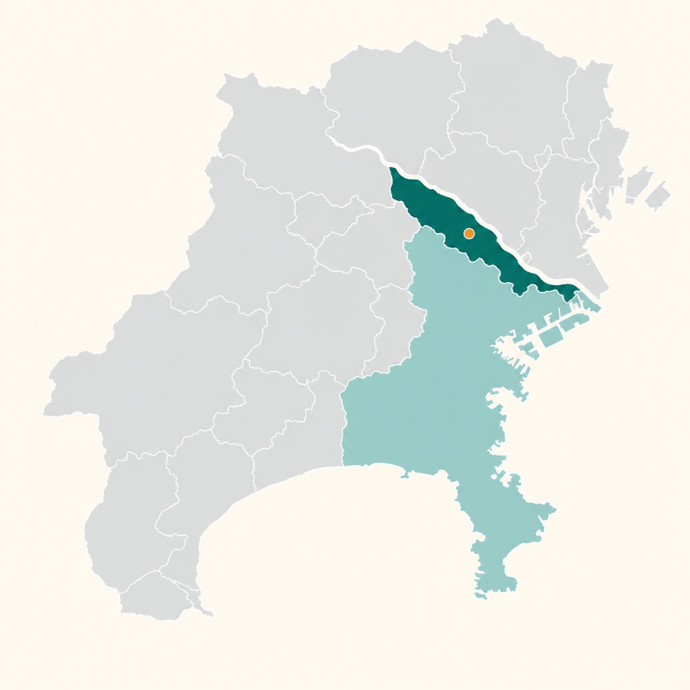 川崎市を中心とした対応エリアの地図